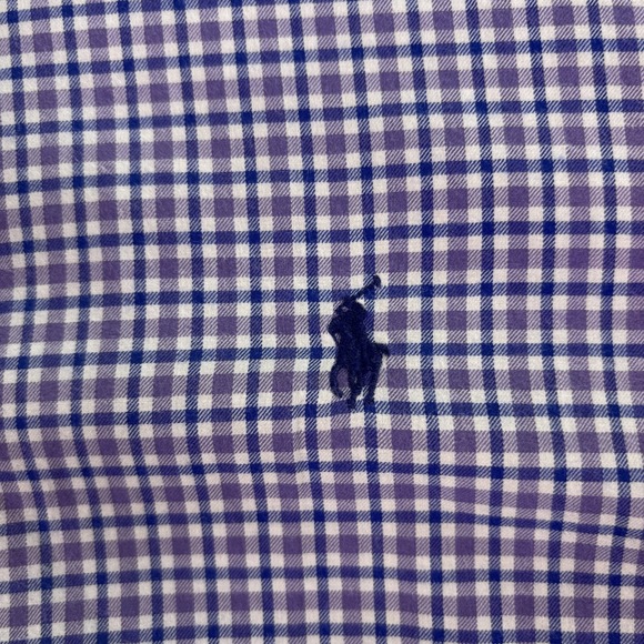 Polo Ralph Lauren Poplin Shirt Mens XL Purple Blue Round Hem Cotton Button Up - Picture 4 of 14